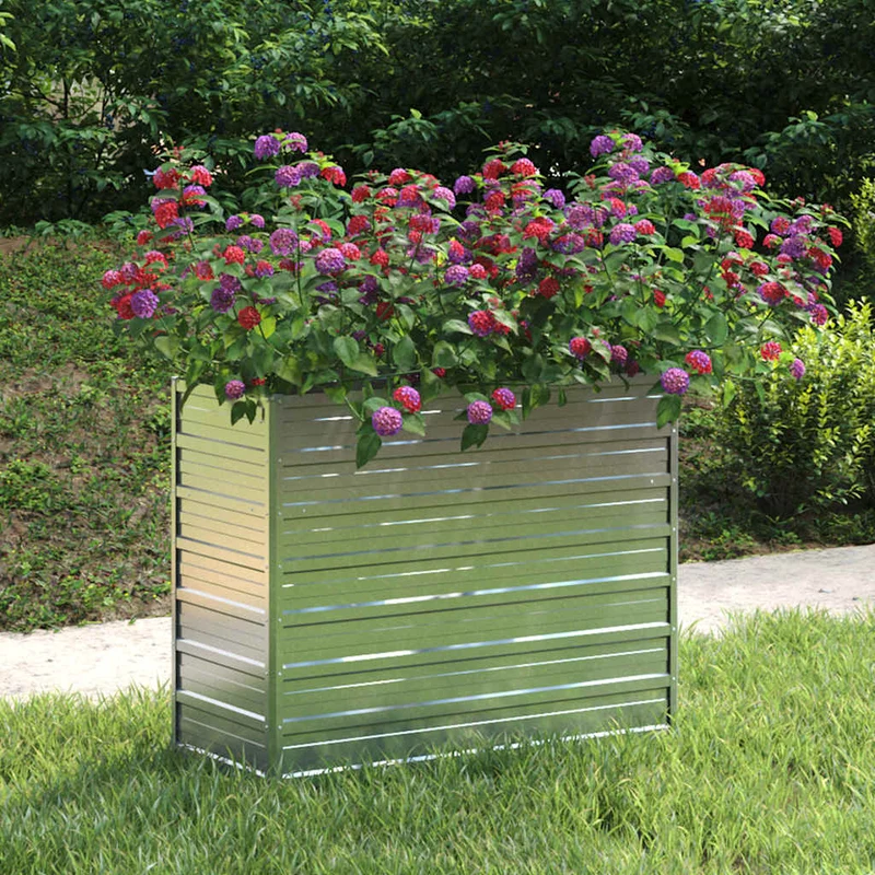 Arriate De Acero Galvanizado Plateado 100x40x77 Cm