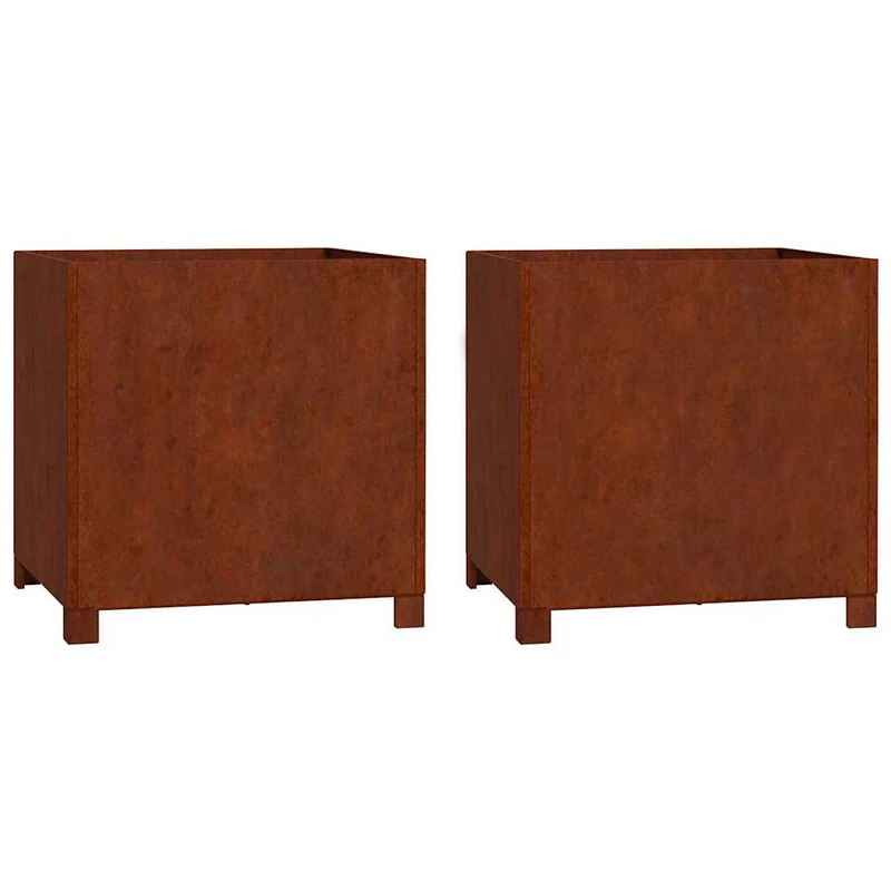 Jardineras Con Patas 2 Udss Acero Corten Oxidado 50x50x50 Cm