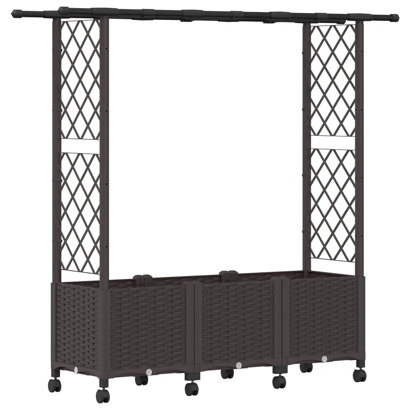Cama Elevada Con Trellis Y Techo Marrón 162,5 X 40 X 142 Cm Pp