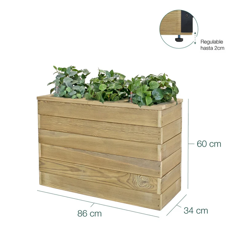 Jardinera De Madera Con Autorriego 86x34x60 Cm Nidum Basic Hortalia