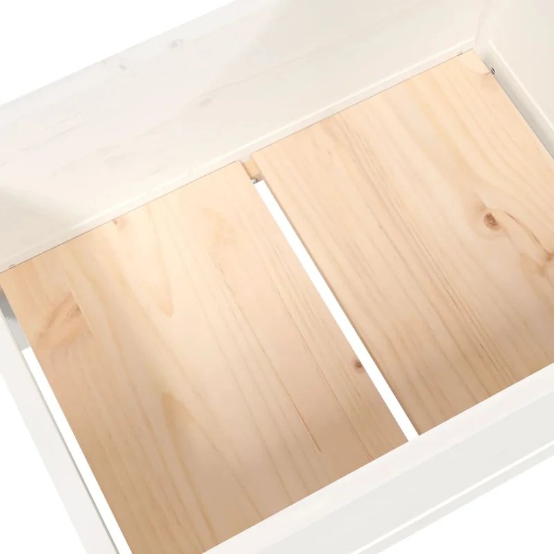 Jardinera De Madera De Pino Maciza Blanca 178,5x44x75 Cm