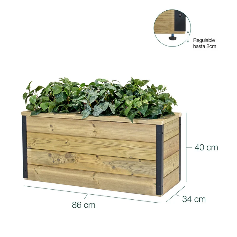 Jardinera De Madera Con Autorriego 86x34x40 Cm Nidum Hortalia