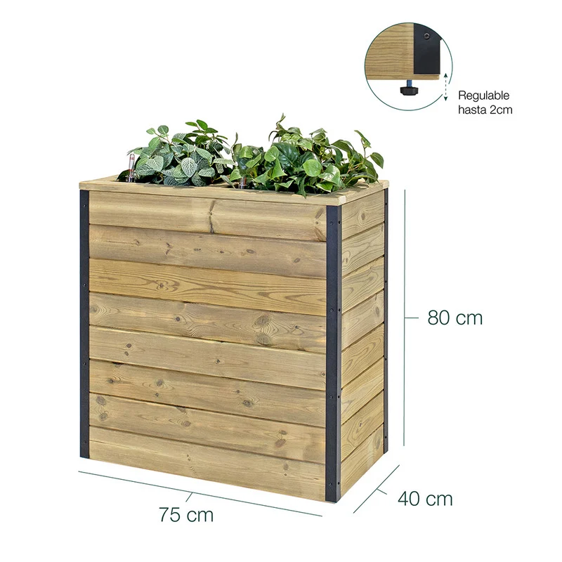 Jardinera De Madera Con Autorriego 75x40x80 Cm Nidum Hortalia