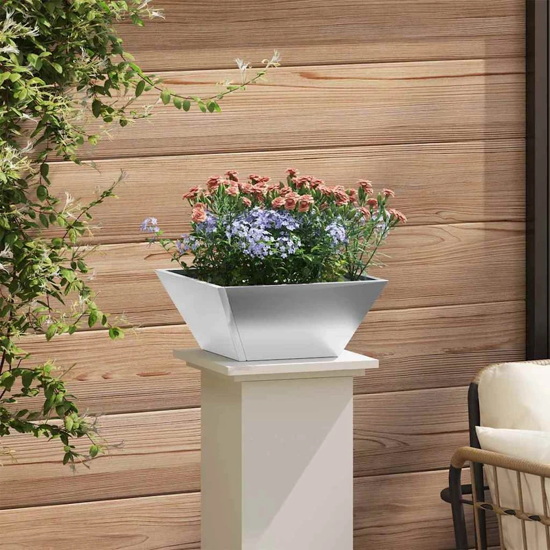 Macetero De Jardín Plateado 35 X 35 X 15 Cm Acero Galvanizado