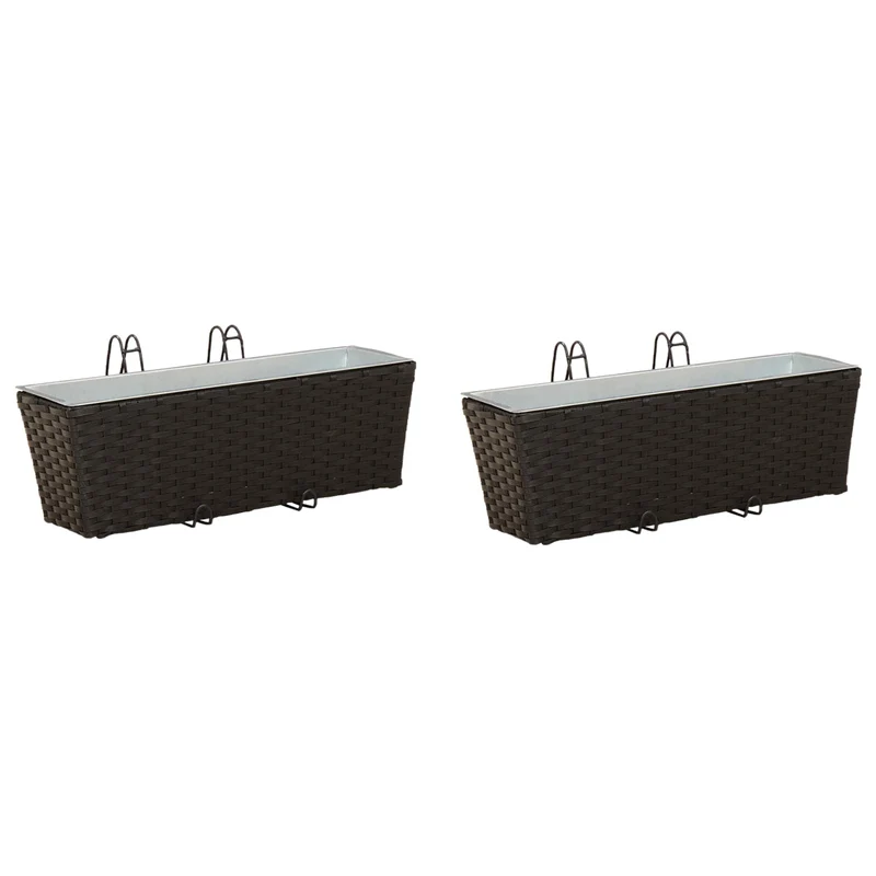 Barandilla 2 Uds. Negro 50 X 17 X 17 Cm Metal