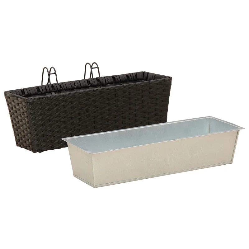 Barandilla 2 Uds. Negro 50 X 17 X 17 Cm Metal