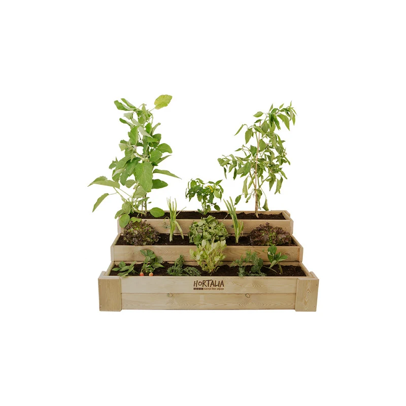 Cajón De Cultivo De Madera Tratada 120x80x40 Cm Box Stairs 120 Hortalia