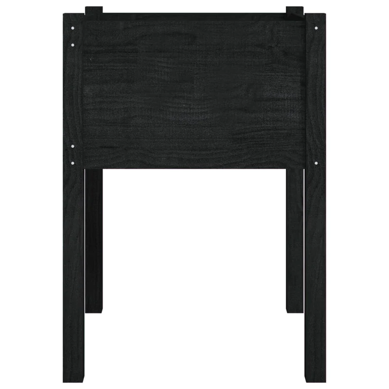 Jardinera De Madera Maciza De Pino Negro 50x50x70 Cm