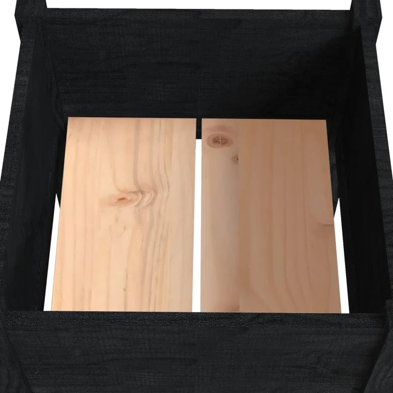 Jardinera De Madera Maciza De Pino Negro 50x50x70 Cm