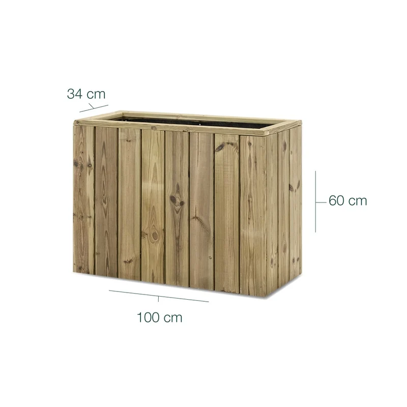 Jardinera De Madera Para Exterior 100x34x60 Cm Atrium Hortalia