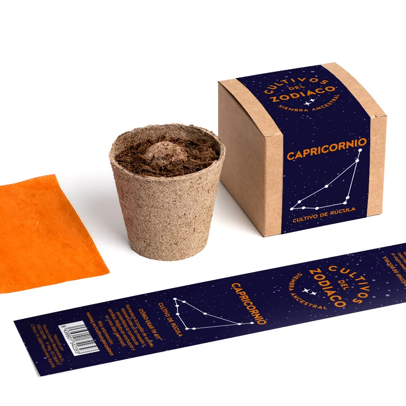 Cultivos del Zodiaco – Capricornio, Kit de Cultivo con Semillas de Rúcula - Resetea