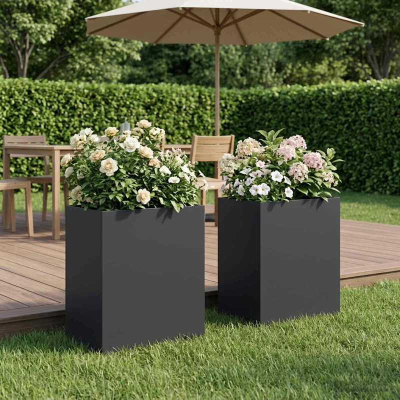 Macetero De Jardín 2 Uds. Negro 40 X 30 X 50 Cm