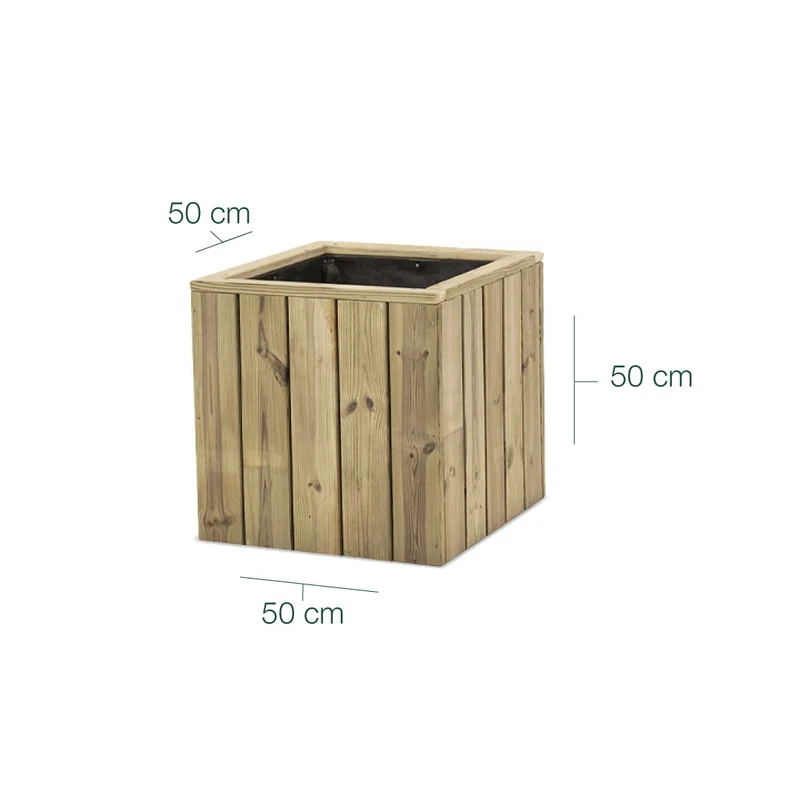 Jardinera De Madera Para Exterior 50x50x50 Cm Atrium Hortalia