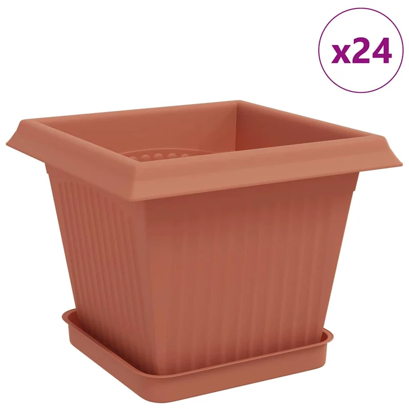 Macetas 24 Uds. Rojo Ladrillo Plástico