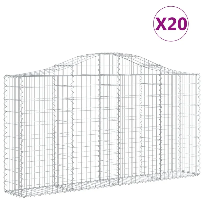 Cestas Gaviones 20 Uds Forma De Arco Hierro 200x30x100/120 Cm