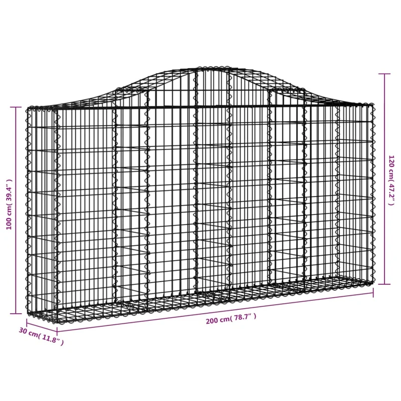 Cestas Gaviones 20 Uds Forma De Arco Hierro 200x30x100/120 Cm