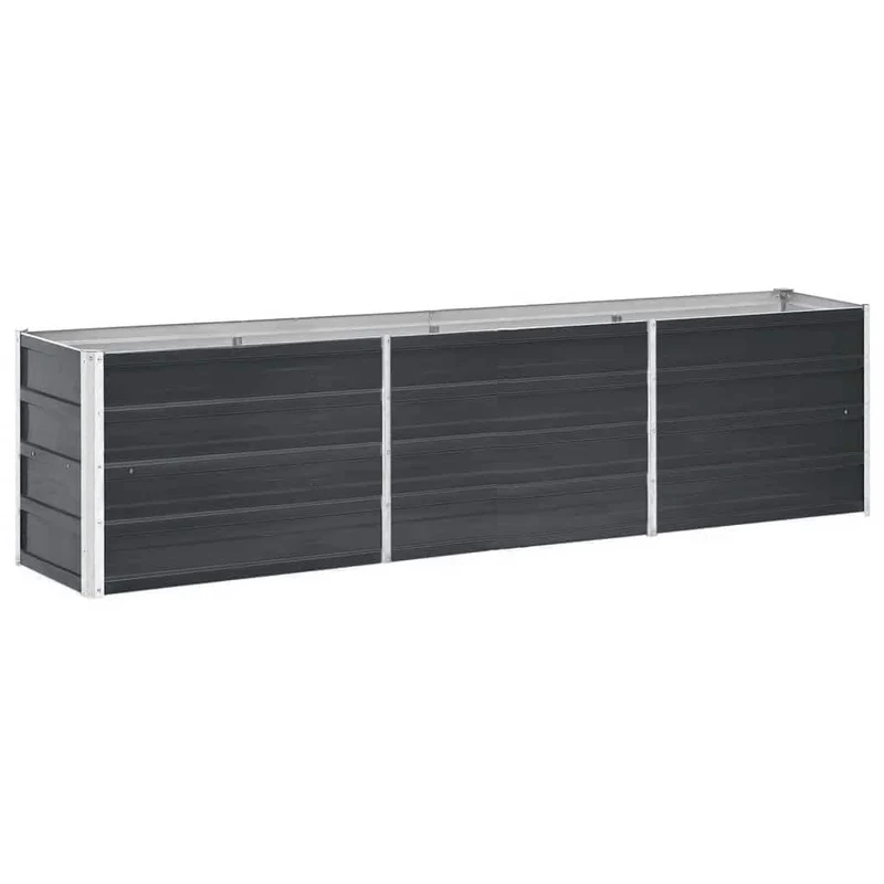 Arriate De Acero Galvanizado Gris Antracita 240x40x45 Cm
