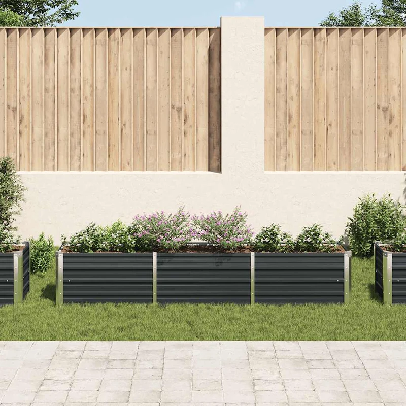 Arriate De Acero Galvanizado Gris Antracita 240x40x45 Cm