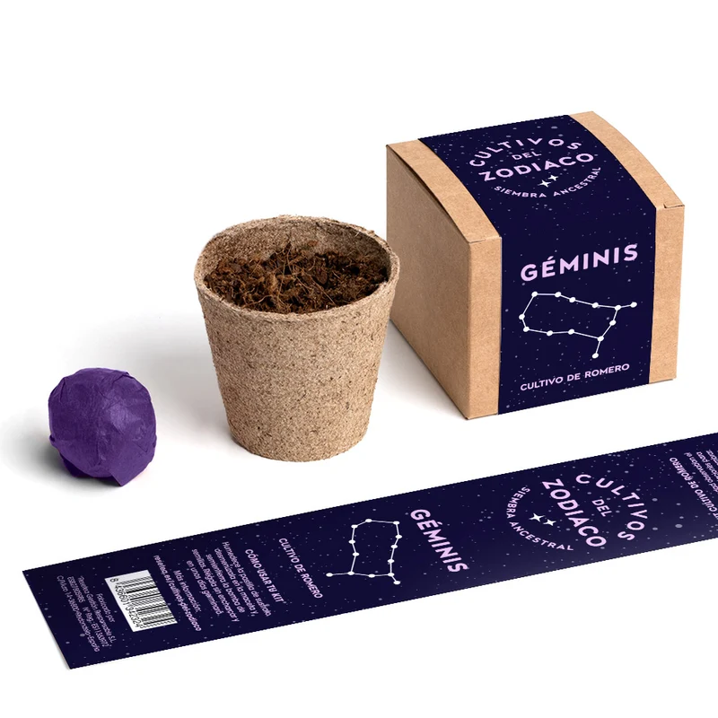 Cultivos del Zodiaco – Géminis, Kit de Cultivo con Semillas de Romero - Resetea