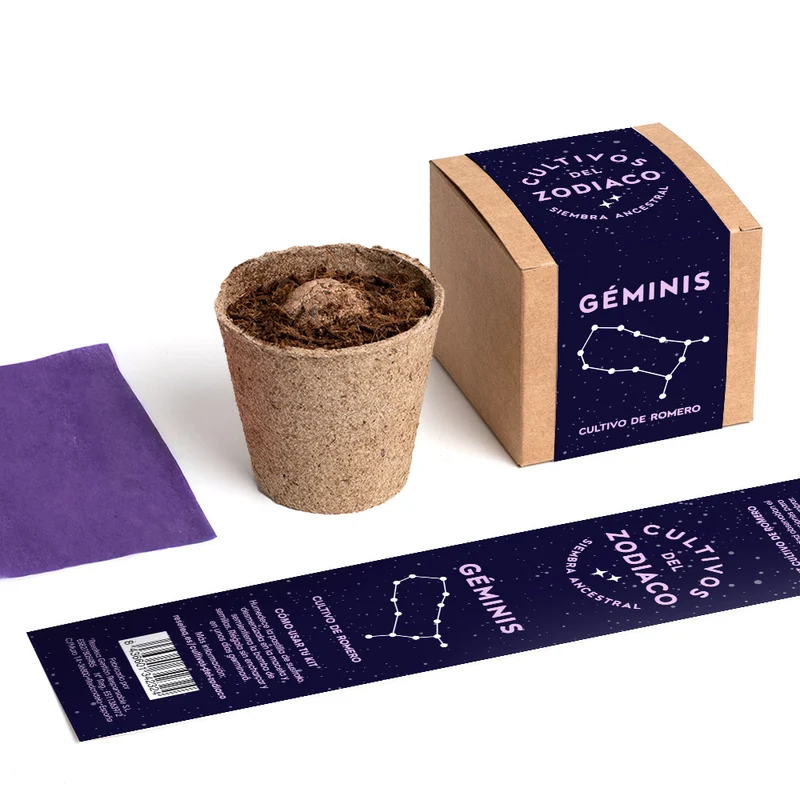 Cultivos del Zodiaco – Géminis, Kit de Cultivo con Semillas de Romero - Resetea