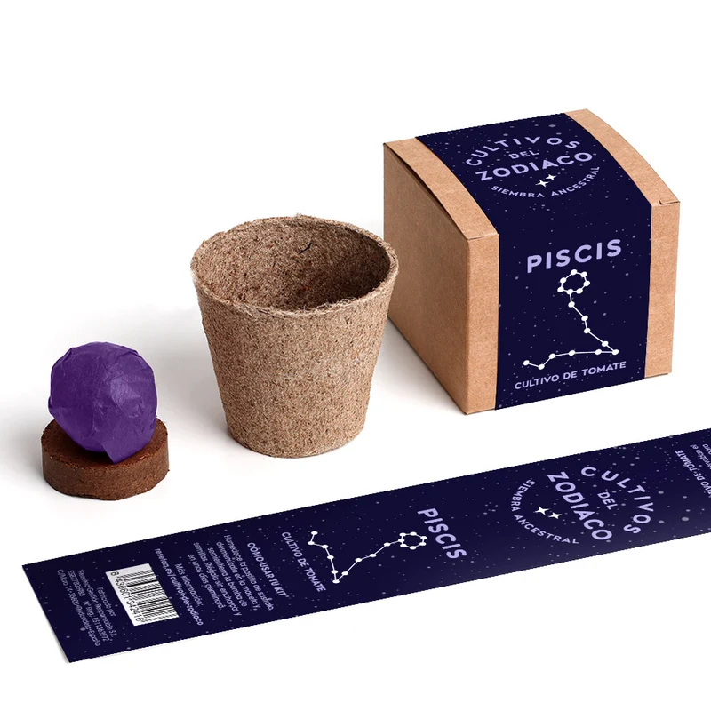 Cultivos del Zodiaco – Piscis, Kit de Cultivo con Semillas de Tomate, Regalo Astrológico - Resetea