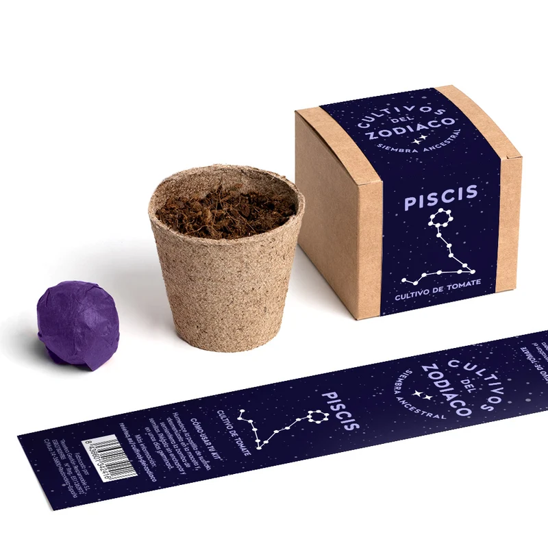 Cultivos del Zodiaco – Piscis, Kit de Cultivo con Semillas de Tomate, Regalo Astrológico - Resetea