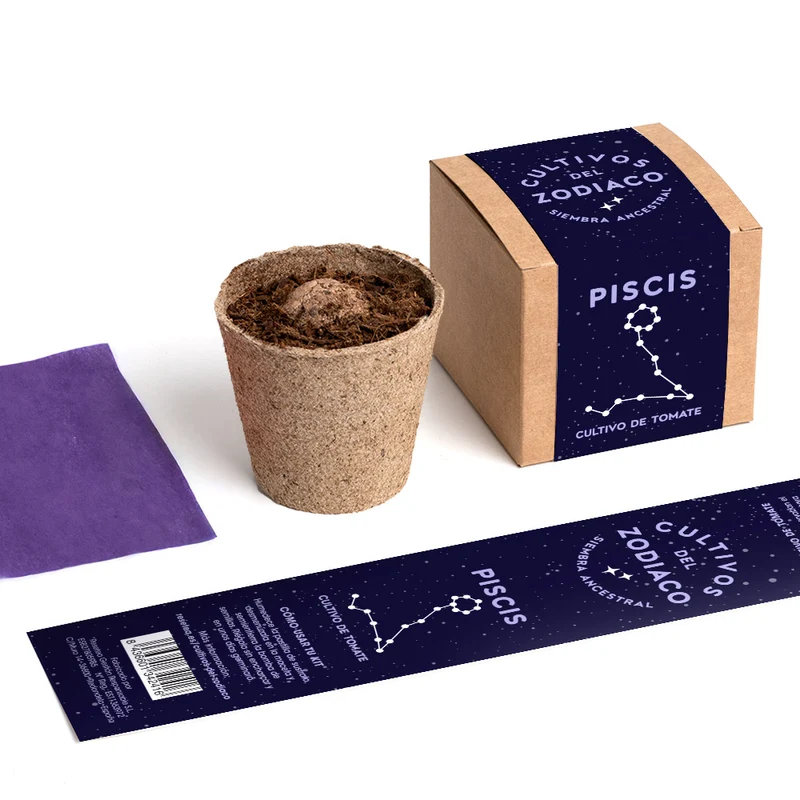 Cultivos del Zodiaco – Piscis, Kit de Cultivo con Semillas de Tomate, Regalo Astrológico - Resetea