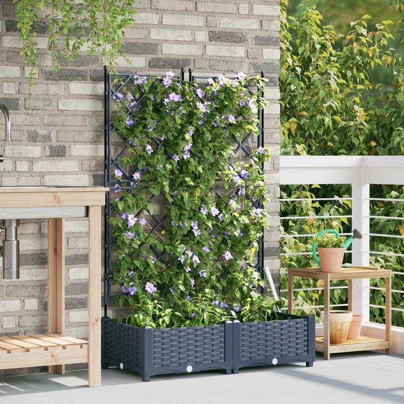 Macetero De Jardín 2 Uds. Gris 80 X 40 X 125,5 Cm Pp