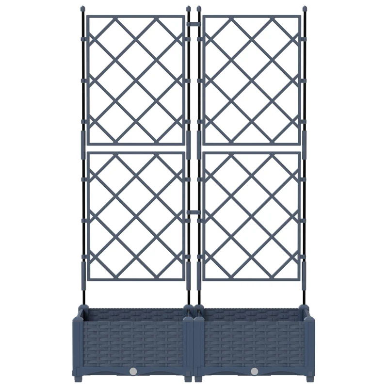 Macetero De Jardín 2 Uds. Gris 80 X 40 X 125,5 Cm Pp