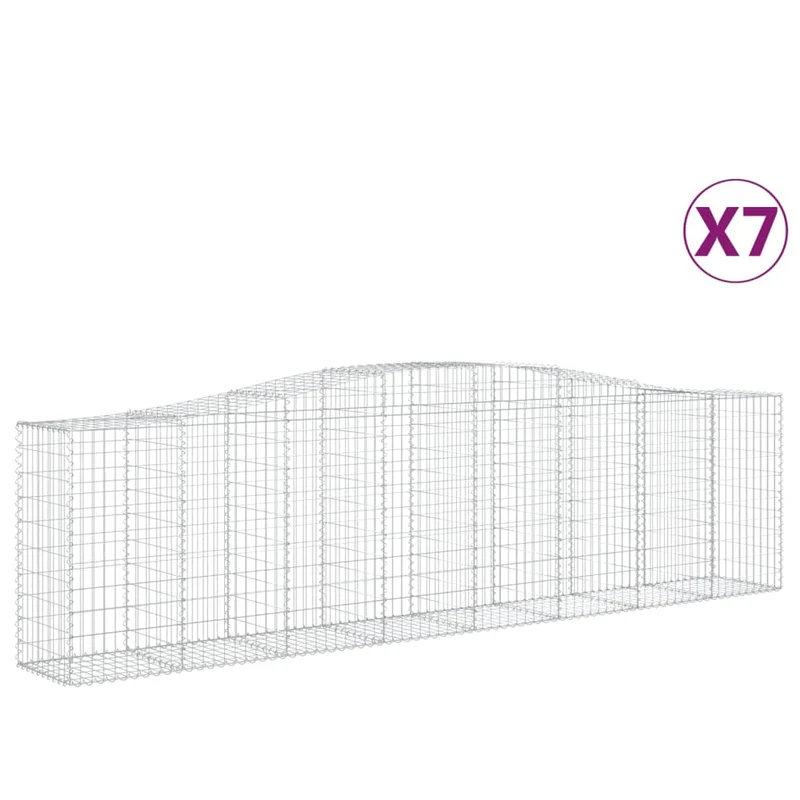 Cestas De Gaviones 7 Uds Forma De Arco Hierro 400x50x100/120 Cm