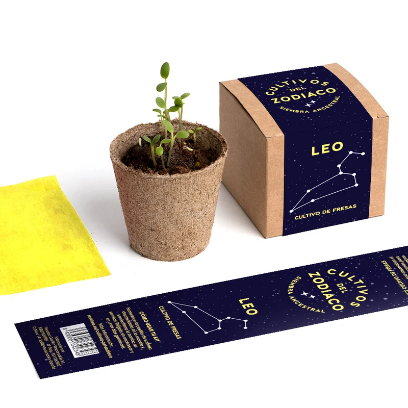Cultivos del Zodiaco – Leo, Kit de Cultivo con Semillas de Fresa - Resetea
