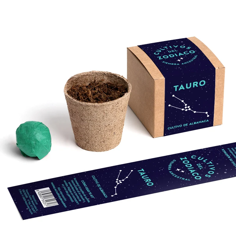 Cultivos del Zodiaco – Tauro, Kit de Cultivo con Semillas de Albahaca - Resetea