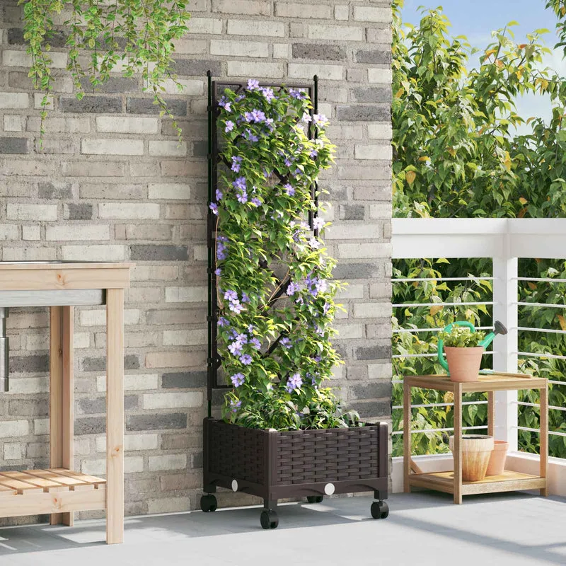 Jardinera Con Enrejado Y Ruedas Marrón 40 X 40 X 131,5 Cm Pp
