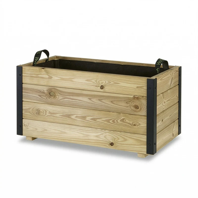 Jardinera De Madera Con Refuerzo De Aluminio 80x40x40 Cm Ghio Al Hortalia