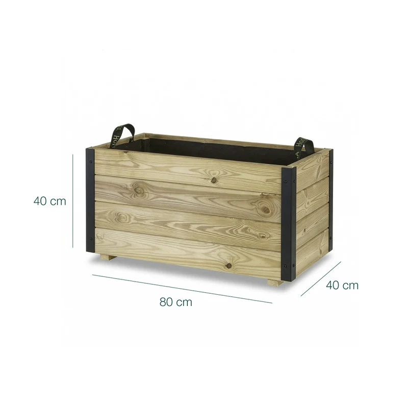 Jardinera De Madera Con Refuerzo De Aluminio 80x40x40 Cm Ghio Al Hortalia