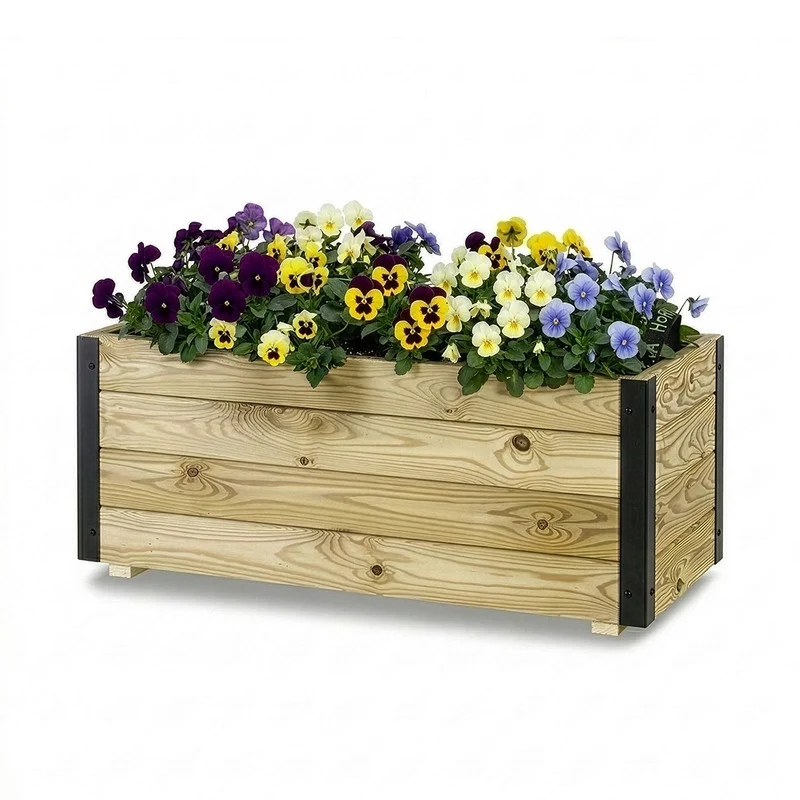 Jardinera De Madera Con Refuerzo De Aluminio 90x40x40 Cm Ghio Al Hortalia