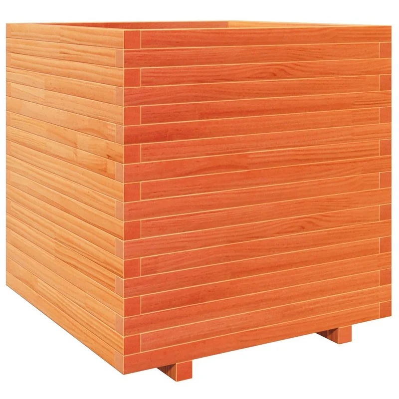 Jardinera Madera Maciza De Pino Marrón Cera 70x70x72,5 Cm