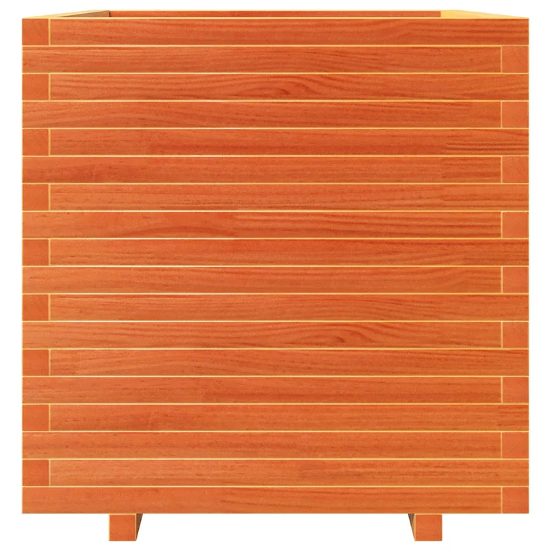 Jardinera Madera Maciza De Pino Marrón Cera 70x70x72,5 Cm