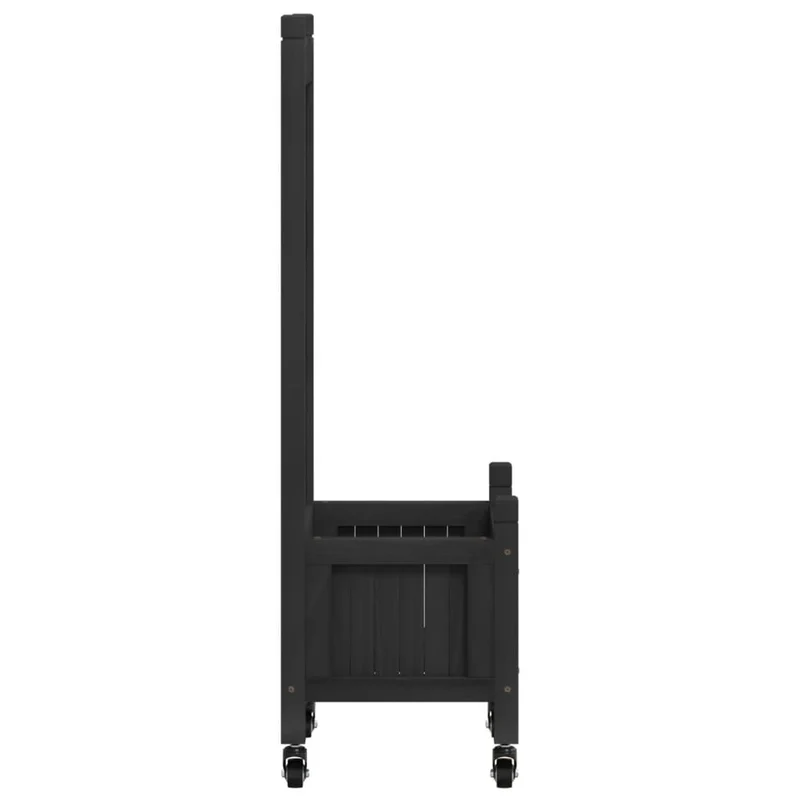 Jardinera Con Enrejado Y Ruedas Madera Maciza De Abeto Negro