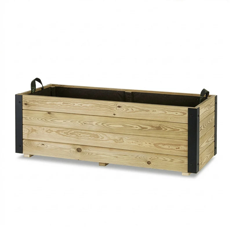 Jardinera De Madera Con Refuerzo De Aluminio 110x45x40 Cm Ghio Al Hortalia