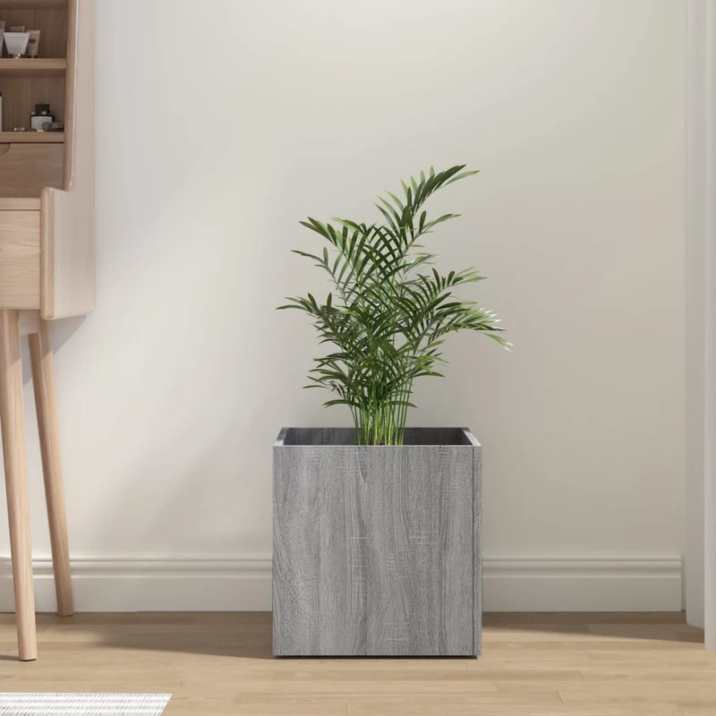 Jardinera Sonoma Gris 40x40x40 Cm Madera De Ingeniería