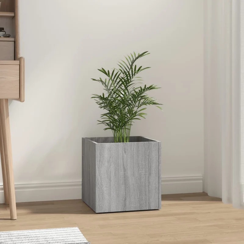 Jardinera Sonoma Gris 40x40x40 Cm Madera De Ingeniería