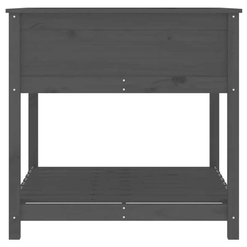 Jardinera Con Estante Madera Maciza Pino Gris 82,5x82,5x81 Cm