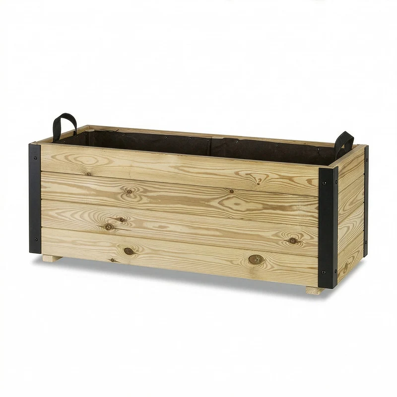 Jardinera De Madera Con Refuerzo De Aluminio 100x40x40 Cm Ghio Al Hortalia