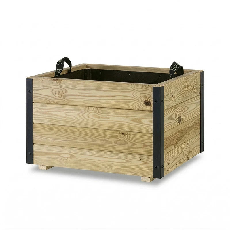 Jardinera De Madera Con Refuerzo De Aluminio 60x60x40 Cm Pun Al Hortalia