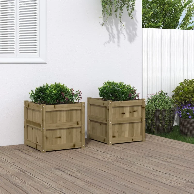 Jardineras De Exterior 2 Unidades Madera Impregnada De Pino