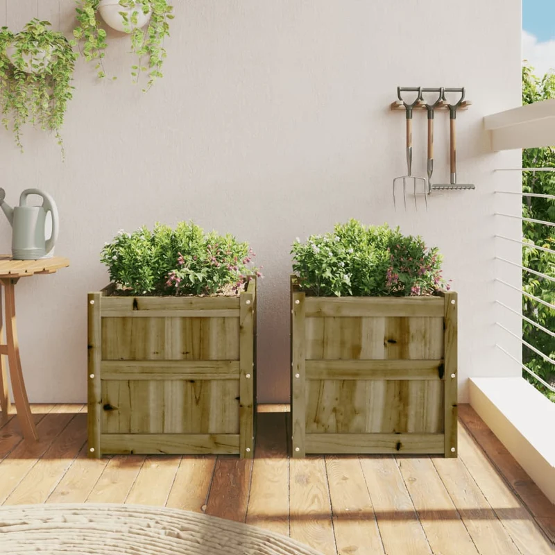 Jardineras De Exterior 2 Unidades Madera Impregnada De Pino