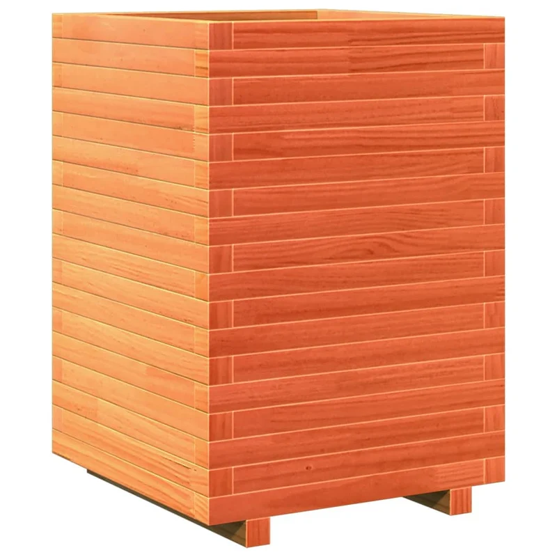 Jardinera Madera Maciza De Pino Marrón Cera 50x50x72 Cm