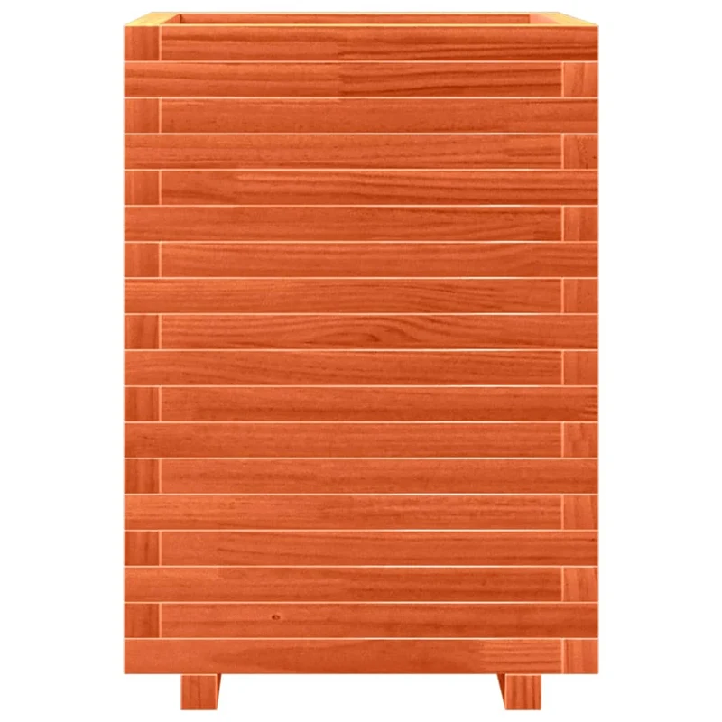 Jardinera Madera Maciza De Pino Marrón Cera 50x50x72 Cm