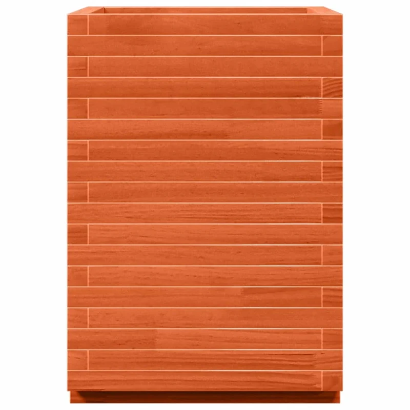 Jardinera Madera Maciza De Pino Marrón Cera 50x50x72 Cm